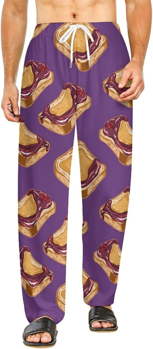 Generic Peanut Butter Jelly Breakfast Funny Pajama Bottoms Soft Lounge Pants Loose Fit