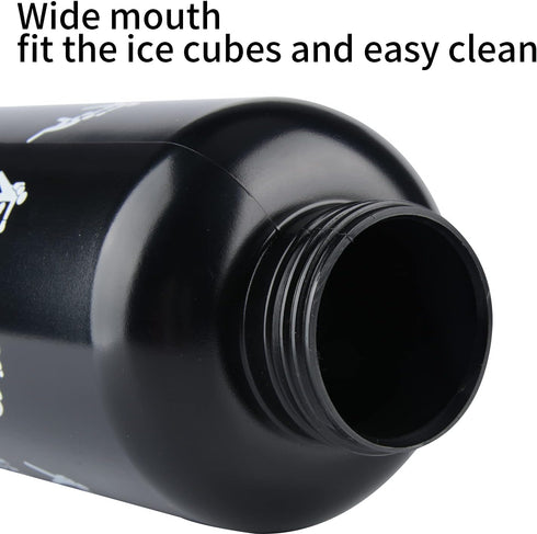 SHOKE Long Straw Water Bottle, 1 Liter, BPA Free Squeeze Leak Proof Sports Bottle, Black
