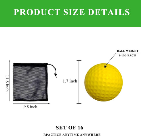 QEOCP 16 54 Pack Foam Golf Practice Balls or Soft Limited Flight Golf Balls, Perfect for Indoor and Backyard Swing