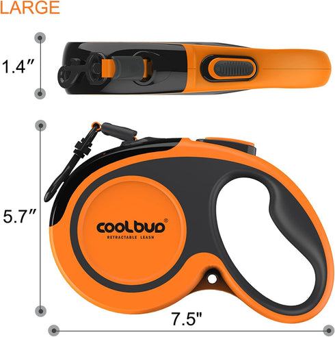 16 ft Heavy Duty Retractable Dog Leash with Anti-Slip Handle; Tangle-Free Nylon Tape for Large Dog or Cat up to 110 lbs