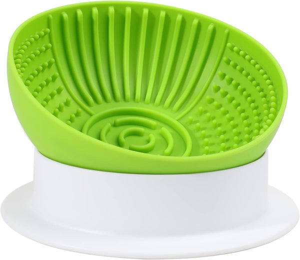 Silicone Dog Bowl, Detachable Slanted Dog Lick Bowl, Slow Feeder Puzzle for Anxiety, Calming, and Boredom