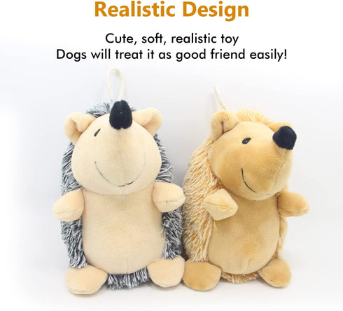 Durable Dog Squeaky Toys, Interactive Plush Chew Toys for Small, Medium, Large Dogs (Grey+Yellow, Hedgehogs)