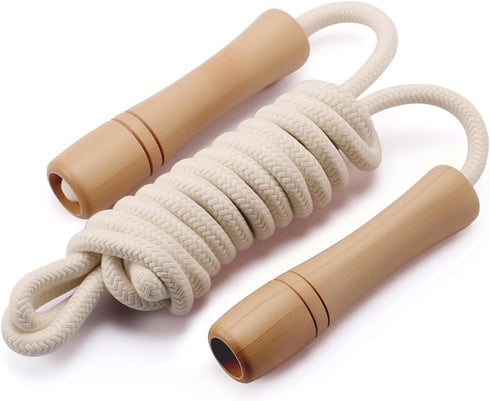 Jump Rope for Kids - Adjustable Cotton Braided Skipping Rope with Wooden Handle for Toddler Fitness Workout