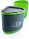 Gourmet Nesting Mug + Bowl GSI Outdoors, Green with Insulated Sleeve for Camping, Travel & Picnics