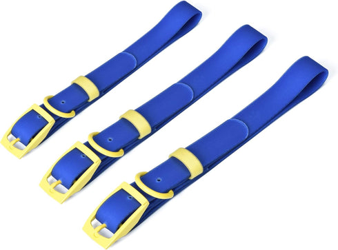 Wags & Wiggles Waterproof PVC Collar Navy, Small Blue and Yellow Dog Collar for Pool or Lake