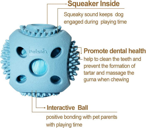 Durable Squeaky Dog Balls for Small Dogs and Puppies, Rubber Balls for Moderate Chewers, Blue