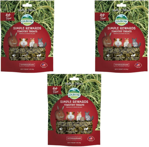 Oxbow Simple Rewards Treats, 3 Pack for Small Animals Timothy, 1.4 oz
