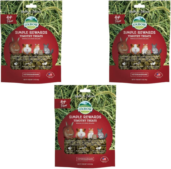 Oxbow Simple Rewards Treats, 3 Pack for Small Animals Timothy, 1.4 oz