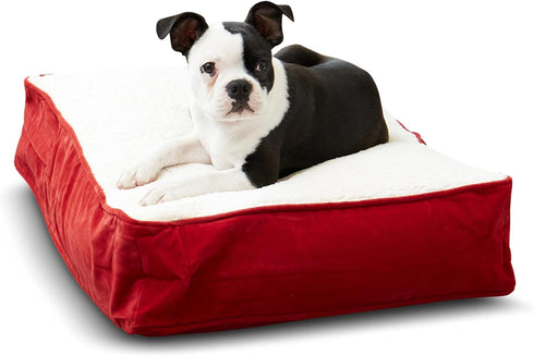 South Pine Porch Buddy Rectangle Pillow Style Dog Bed, Crimson Sherpa, Extra Small, 24" x 18"
