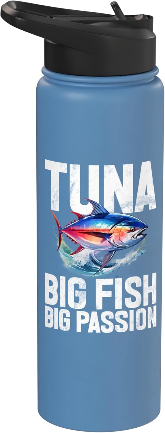 Tuna Fishing Gear Tuna Big Fish Big Passion Tuna Fishing Stainless Steel Insulated Water Bottle