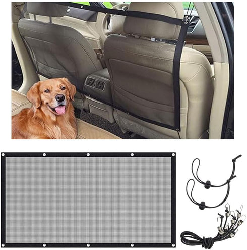 Car Dog Barrier Net, Auto Protection Fence Net Backseat Mesh Pet Barrier for Most Cars, Trucks, SUVs