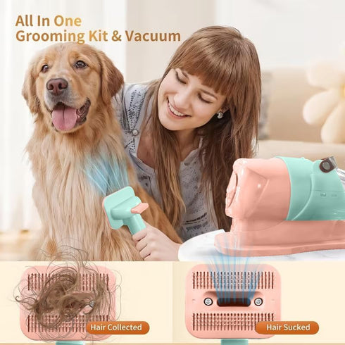 Generic <65dB, All in One Pet Grooming Kit with Vacuum, Low Noise Hair Collection and Suction, for Dogs and Cats (Light