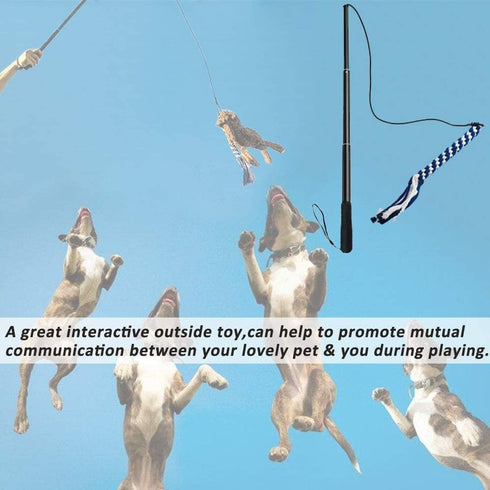 Flirt Pole for Dogs, Interactive Teaser Wand with Fleece Rope Toy for Chase and Tug of War
