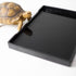 OMEM Reptile Bowl, Large Food and Water Dish, Simulated Wood Grain Surface, Enough Space for Bath, M, Black