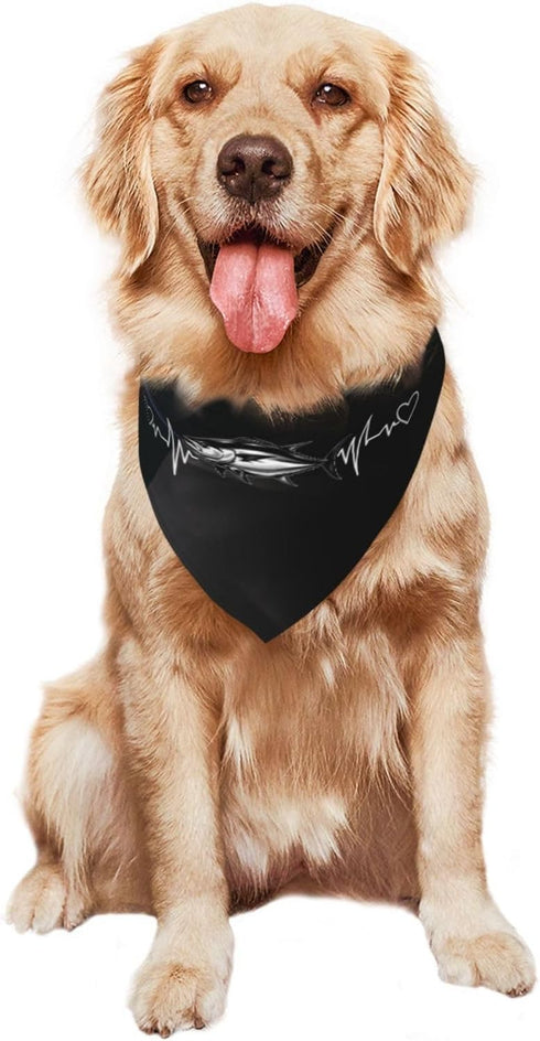 Kangweida Bluefin Tuna Heartbeat Stylish Pet Bandana Cute Pattern Triangle Scarf for Dogs and Cats
