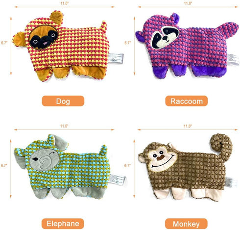 AZSSMUK Cute No Stuffing Dog Toy for Small Medium Breeds, Fun Indoor Chew and Play (4 Pack)