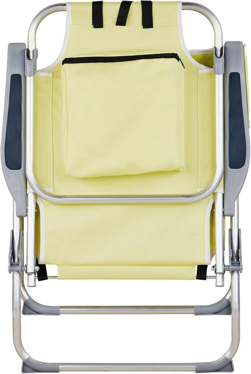 Backpack 5 220lbs,Yellow Low Back Aluminum Beach Chair, Beach Chair for Adults,Heavy Duty Folding Positions Beach Chair