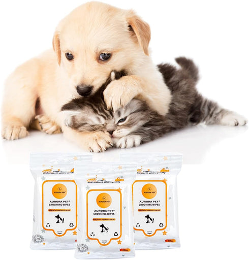 100% Natural Plant-Based Hypoallergenic Pet Grooming Wipes, Travel Pack, 120 Count