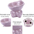 Ceramic Raised Cat Bowls for Indoor Cats, Cute Elevated 5.4 Inch Wide Whisker Friendly Purple Water Bowl, Dishwasher