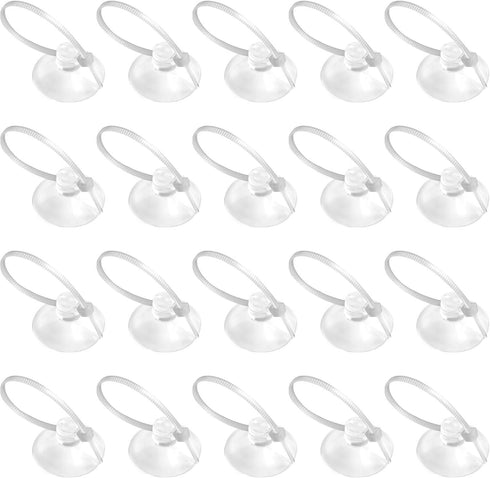FEBSNOW Aquarium Suction Cups with 30 PCS Adjustable Cable Ties for Plants, Planter, Binding Moss Shrimp Nest (20)
