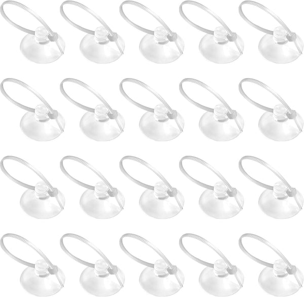 FEBSNOW Aquarium Suction Cups with 30 PCS Adjustable Cable Ties for Plants, Planter, Binding Moss Shrimp Nest (20)