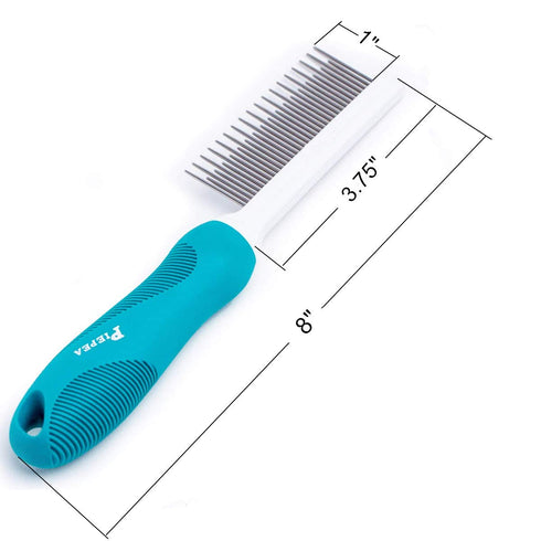 PIEPEA Pet Comb, Long and Short Teeth Comb for Dogs & Cats, Pet Hair Comb for Home Grooming Kit, Removes Knots, Mats