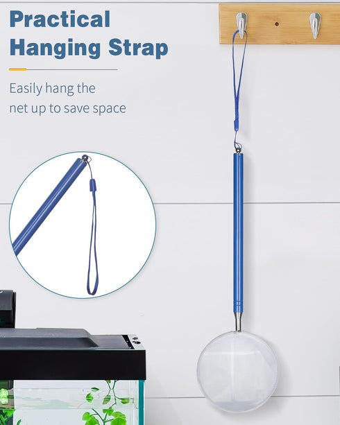 Pawfly Tiny Fish Tank Net, Extendable Stainless Steel Handle for Shrimp and Baby Fish