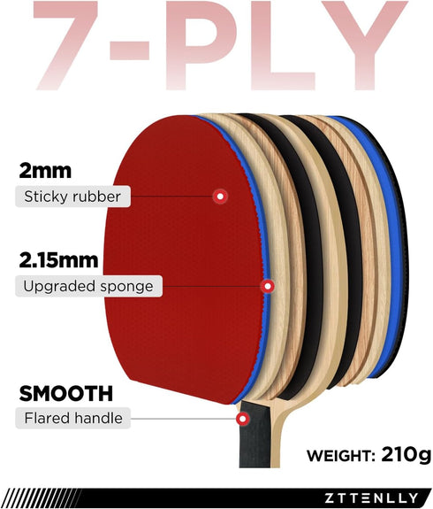 Ping Pong Paddle with Carbon Technology, Performance-Series Table Tennis Racket for Professional Play