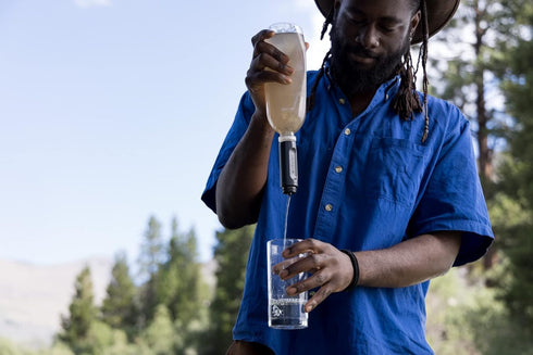 LifeStraw Peak Series Collapsible Squeeze Bottle Water Filter System, 1L for Trail Running