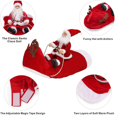 Idepet New Santa Dog Costume, Christmas Pet Clothes Winter Hoodie Coat for Dog, Chihuahua Yorkshire Poodle (2XL)
