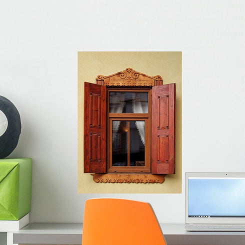 Wallmonkeys Stylish Window with Shutters Wall Decal Peel and Stick Graphic WM63905