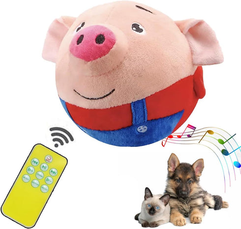 Panup Active Moving Pet Plush Toy - Cute Squeaky Pig Dog Toy, Talking and Singing Plush for Small Dogs, Red