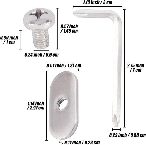 Kayak Hardware Mount Accessories Replacement Kit for Kayaks, Canoes, Boats - 316 SS M6 Short Track/Rail Screws & Nuts