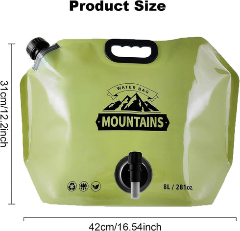 AaiLucky 2pcs 2.1 Collapsible Water Container Bag, Portable Water Jug with Spigot, BPA-Free Leakproof Water Storage Bag