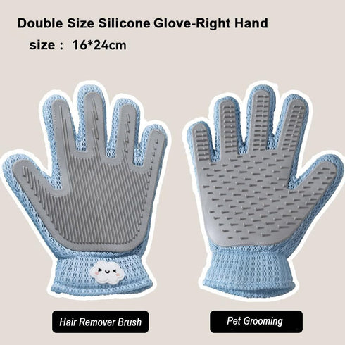 2 in 1 Pet Grooming Gloves for Dogs & Cats, Pet Fur Remover Glove, Grooming Brush Mitt, Fur Cleaner for Couch, Clothes,