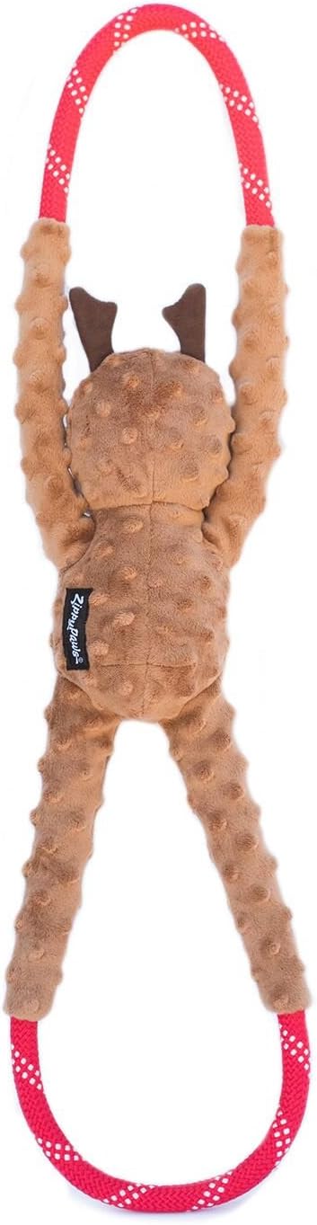 ZippyPaws RopeTugz Christmas Dog Toy, Plush Squeaky Holiday Gifts for Small & Medium Dogs