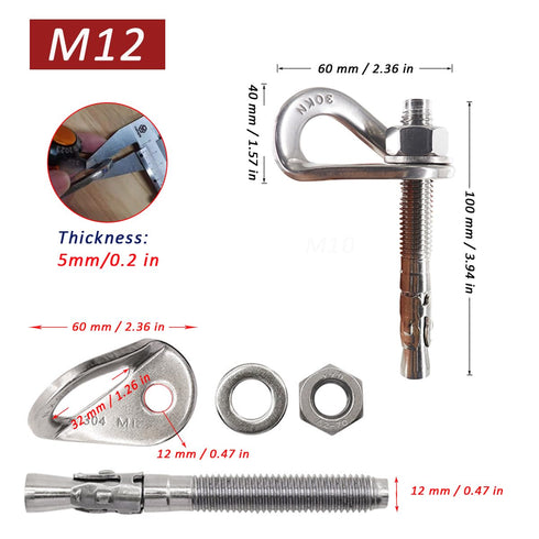 YZTONGPAO 304 1/2"-for Setups (6 Sets) Stainless Steel Climbing Bolt Kit, Heavy-Duty Climbing Holds Hanger Outdoor