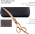 Rose Gold Titanium Curved Dog Grooming Scissors 8'' - Downward 30° with Jewelled Screw, Professional Trimming Shears