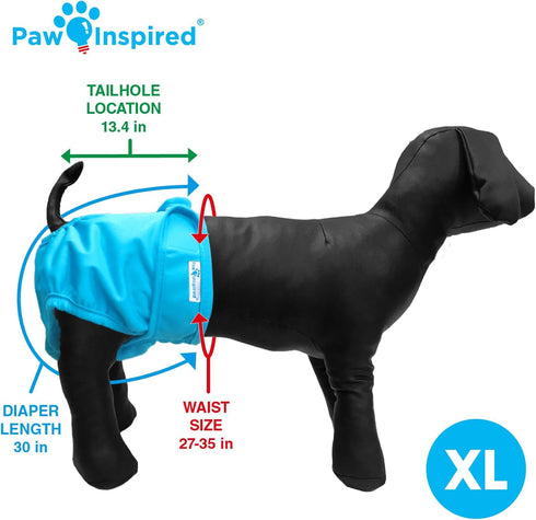 (2 Paw Inspired Washable Reusable Dog Diapers Female, Cloth Dog Diapers, Dogs in Heat, Dog Incontinence (Assorted