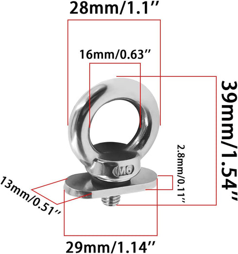 Kayak Tie Down Eyelet, 304 Stainless Steel Heavy Duty Rail for Kayaking, Yachts, Sailboats, RV Rail Rings