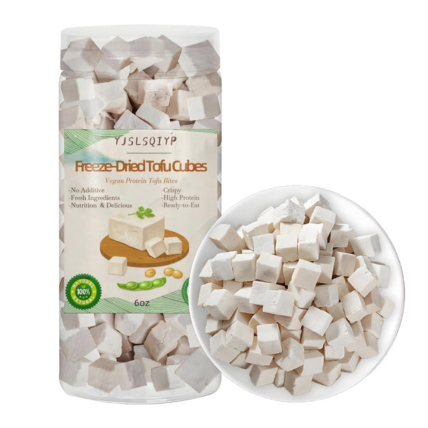 YJSLSQIYP Freeze Dried Tofu Cubes, High Protein, Keto-Friendly, Vegan Meat Alternative, 6 oz