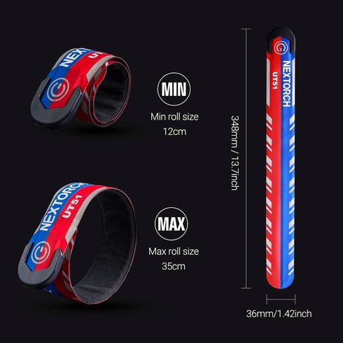NEXTORCH LED Slap Armband Lights, Rechargeable Safety Wristband Lights (1 Pack), High Visibility Reflective Light Up