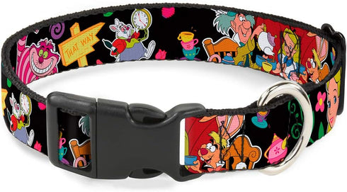 Buckle-Down Plastic Clip Collar - Alice's Encounters in Wonderland - 1/2" Wide, Fits 8-12" Neck, Medium