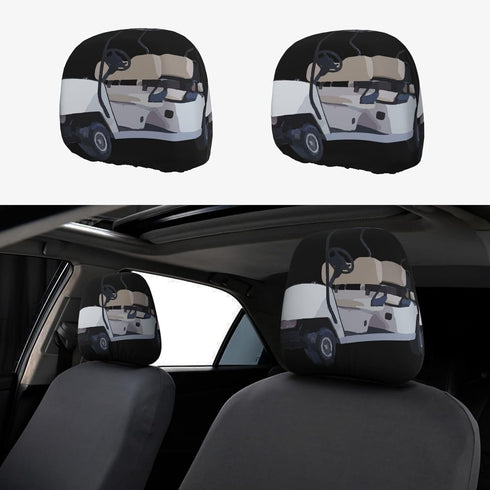 Loklneyk Let's Roll Golf Cart Universal Stretchable Car Headrest Covers (2-Pack) | Elastic