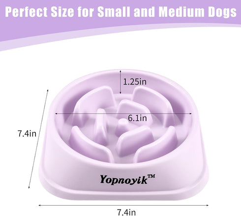 Slow Feeder Dog Bowls, Anti-Slip Maze Puzzle Dog Feeding Bowls, Anti-Chocking and Interactive Dog Food Bowls, Bloat Stop Dog Bowls for Small and Medium Dogs and Cats (Purple)