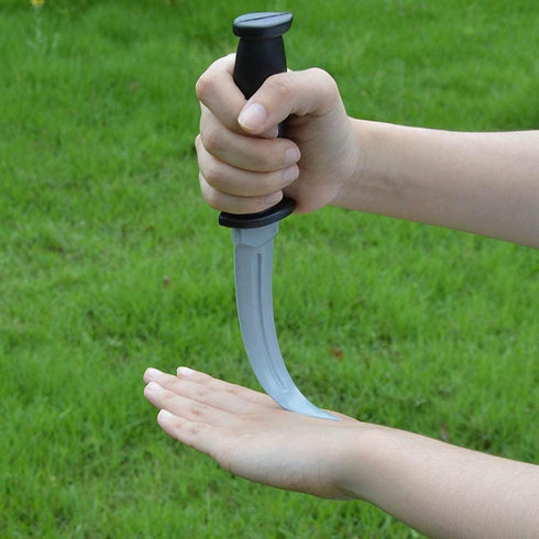 Rubber Dagger Prop Knife, Harmless Safe Fake Knife with Army Green Scabbard, Length 10.5 Inch