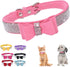 Small Dog Collar with Bowknot, Bling Crystal Rhinestone Adjustable Soft Puppy Cat Pet Collars, Pink Medium