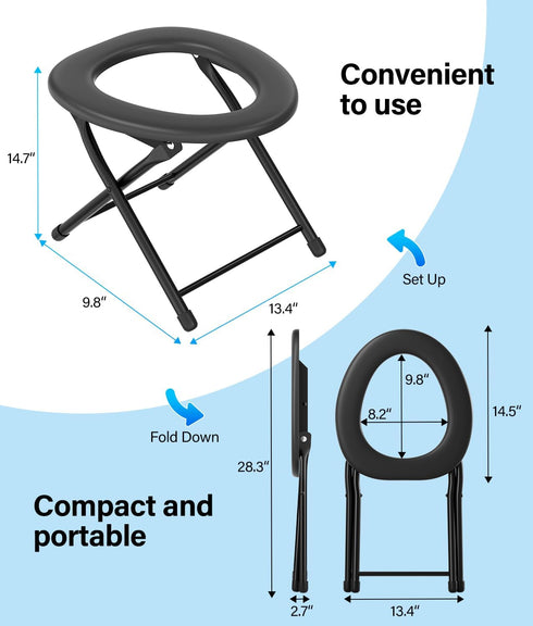 15 Portable Camping Toilet for Adults, Porta Potty for Camping with Removable Plastic Ring and Disposable Toilet Bags