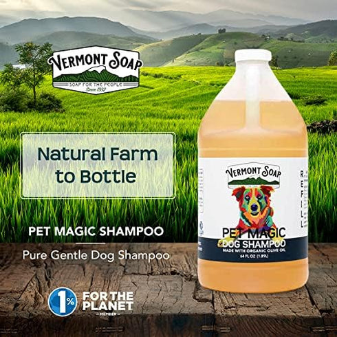 VERMONT SOAP Organics Pet Shampoo - Infused with Organic & Natural Olive Oil, Coconut & Aloe Vera, 64oz