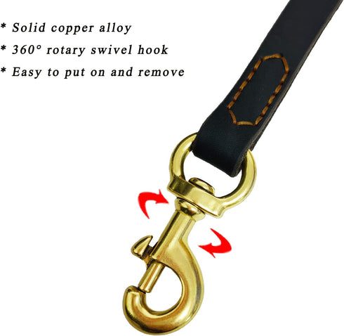 Leather Short Dog Leash, 13 Inch Traffic Lead Leash for Large Dogs Training and Walking